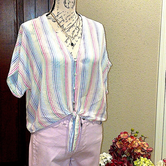 Rails Thea Isla Stripe Linen Blouse - Picture 13 of 13